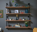 Industrial Floating Pipe Shelves with Wood Planks - Rustic 48 in Wall