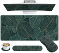Ergonomic 4-in-1 Desk Mat: Green Palm Leaves, Memory Foam, Wrist Support!
