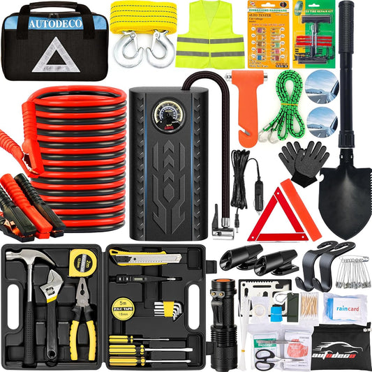 Autodeco 105 PCS Emergency Kit + Air Compressor
