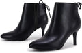 Womens Pointed Toe Kitten Heel Ankle Booties - Bow Back Detail
