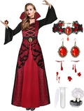 Vampire Costume for Women with Teeth Accessories Gothic Dress