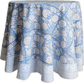 Azora Blue 100% Cotton Round Tablecloth 90in - Handblock Floral