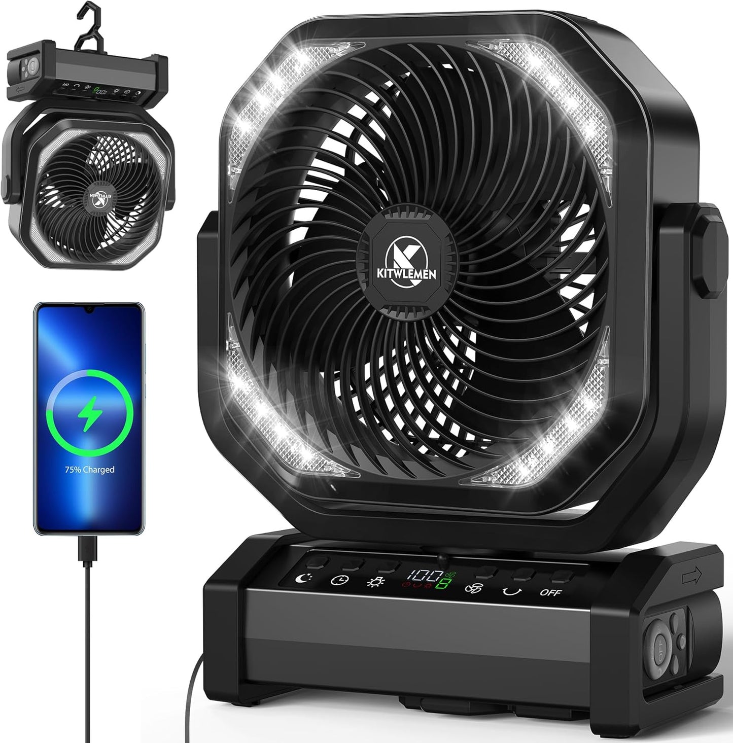 20000mAh Camping Fan - Powerful & Portable Cooling