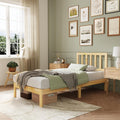 Twin Bed Frame 12 in Pine with Headboard - Solid Wooden Twin Bed Frame