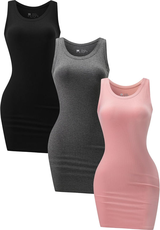 3 Pack Summer Dresses for Women 2025 - Stylish Bodycon Mini Dress
