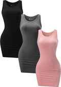 3 Pack Summer Dresses for Women Ribbed Tank Bodycon Mini Dress Night