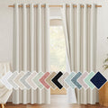 NICETOWN Farmhouse 100% Blackout Linen Curtains 90in - Dark Sleep