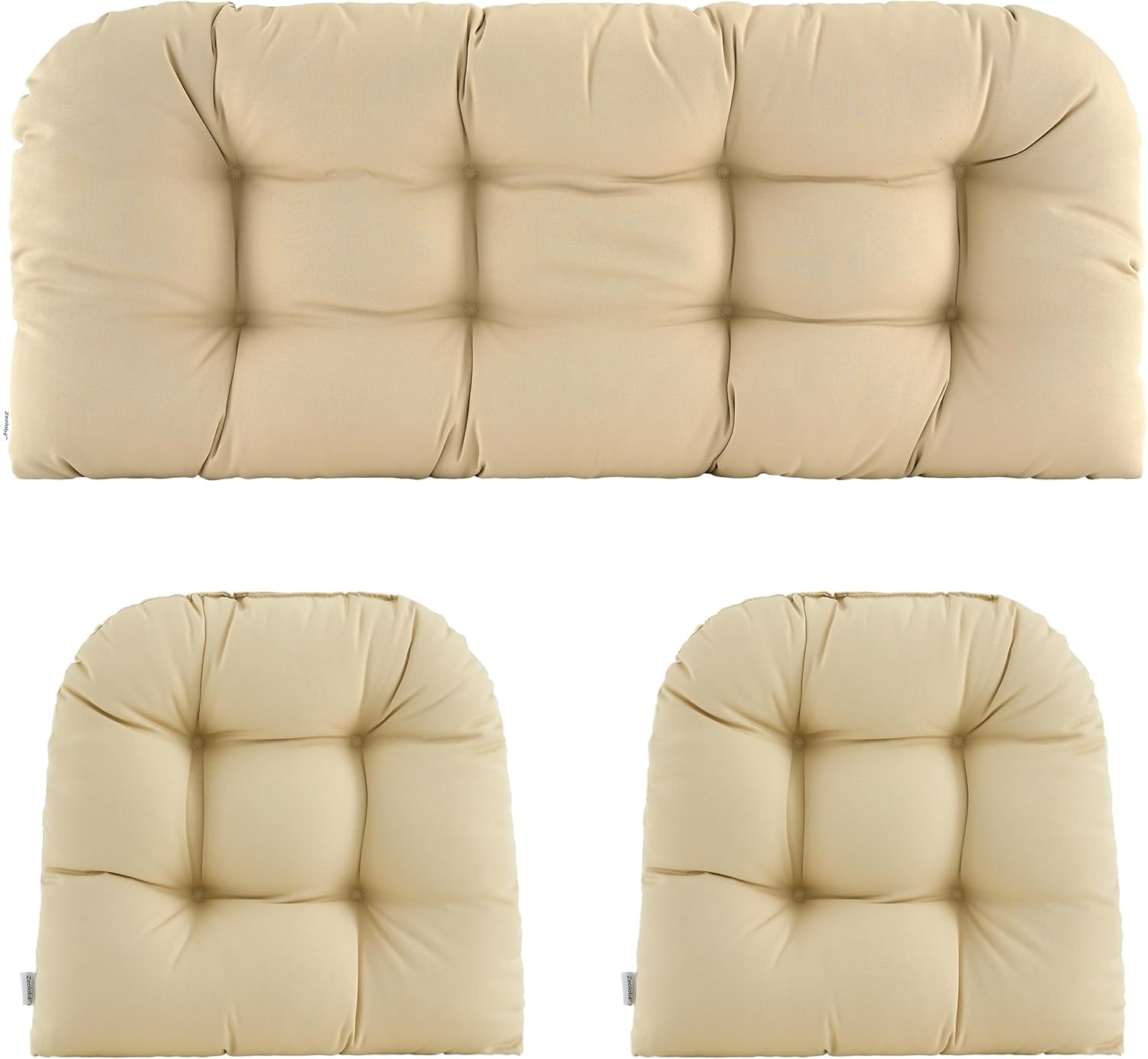 Wicker Chair Cushions Set of 3 Waterproof Tufted Outdoor Comfort