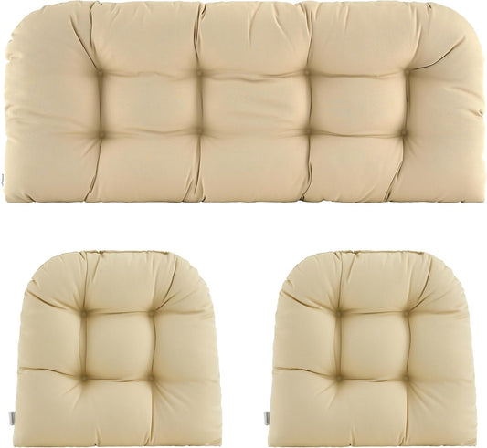 Wicker Chair Cushions Set of 3 Waterproof Tufted Outdoor Comfort