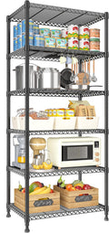 REIBII 72H Wire Shelving 6 Tier Metal Storage Shelf - Space Saving
