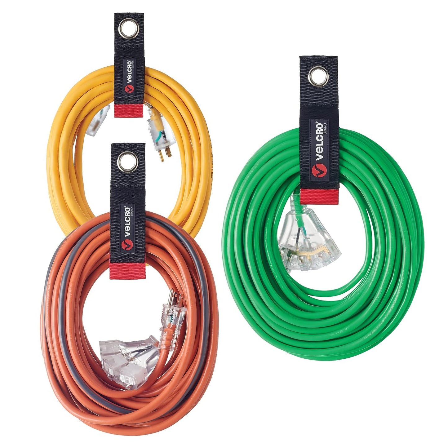 Heavy Duty Extension Cord Holder Pack | Organize Garage Easily | Holds 60-100lbs | VELCRO Brand | 3-pk 10/14/18
