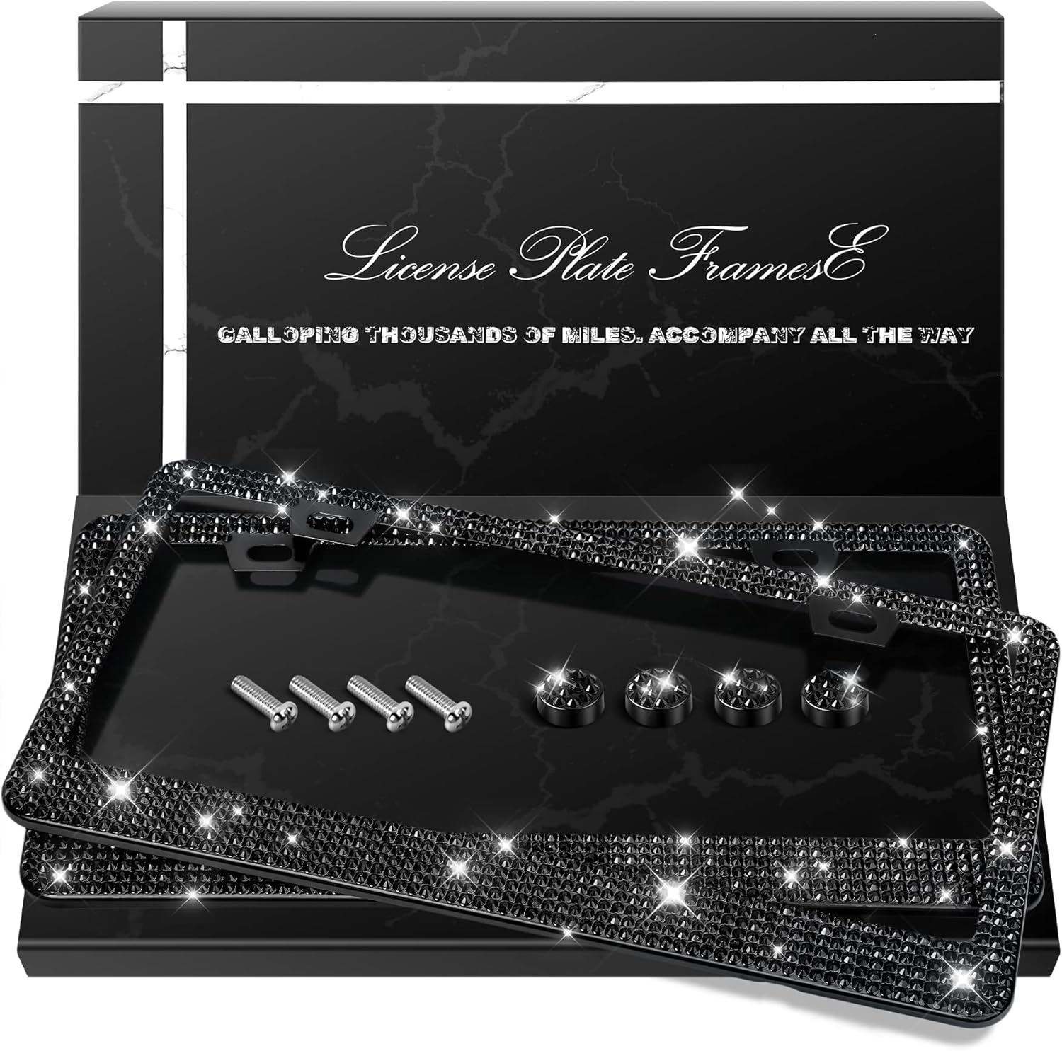 Sparkly Rhinestone License Plate Frames for Glam Cars