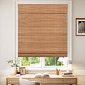 Cordless Blackout Bamboo Roman Shades - Room Darkening Privacy