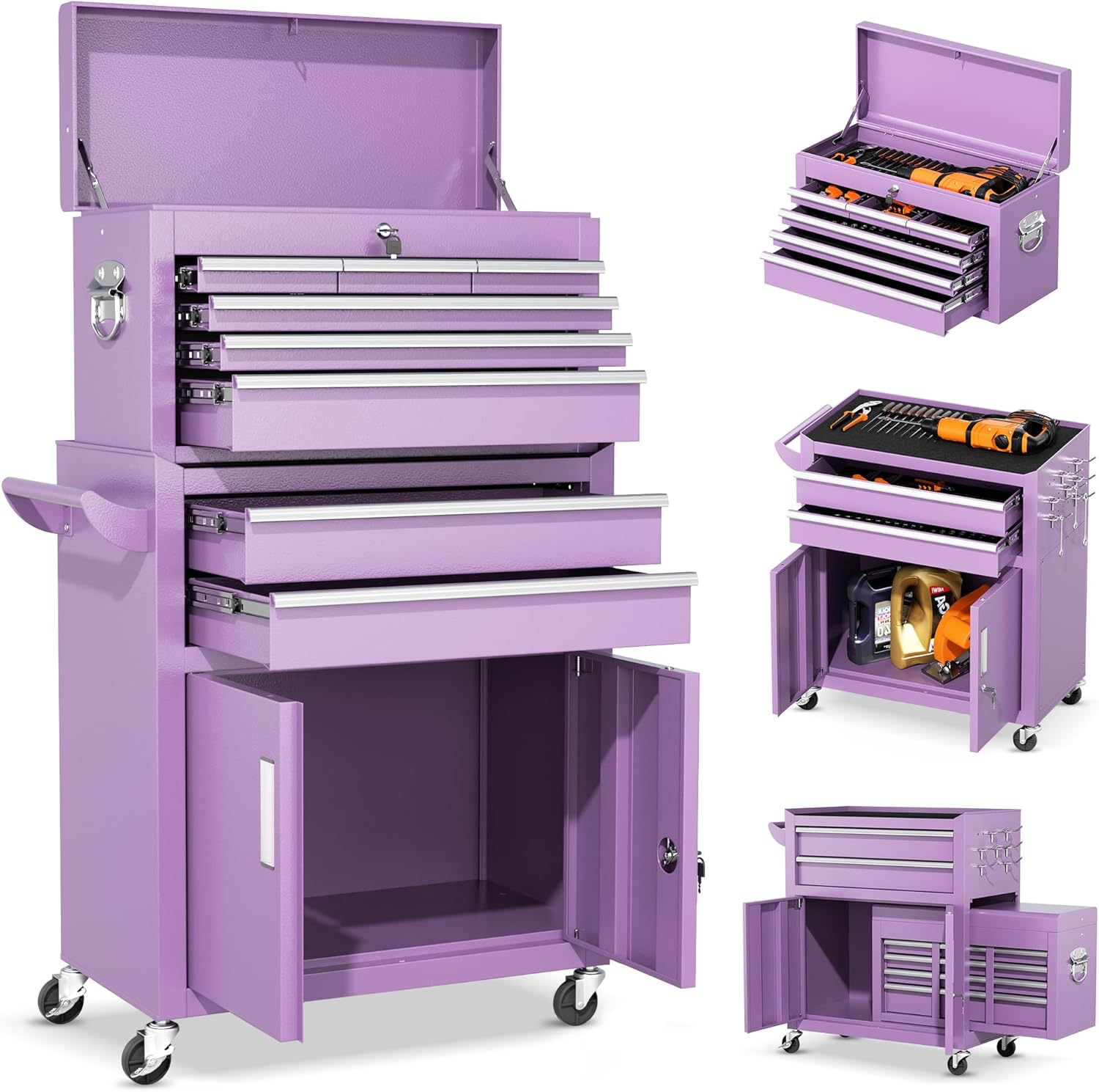Durable 8-Drawer Tool Chest with Wheels for Easy Mobility