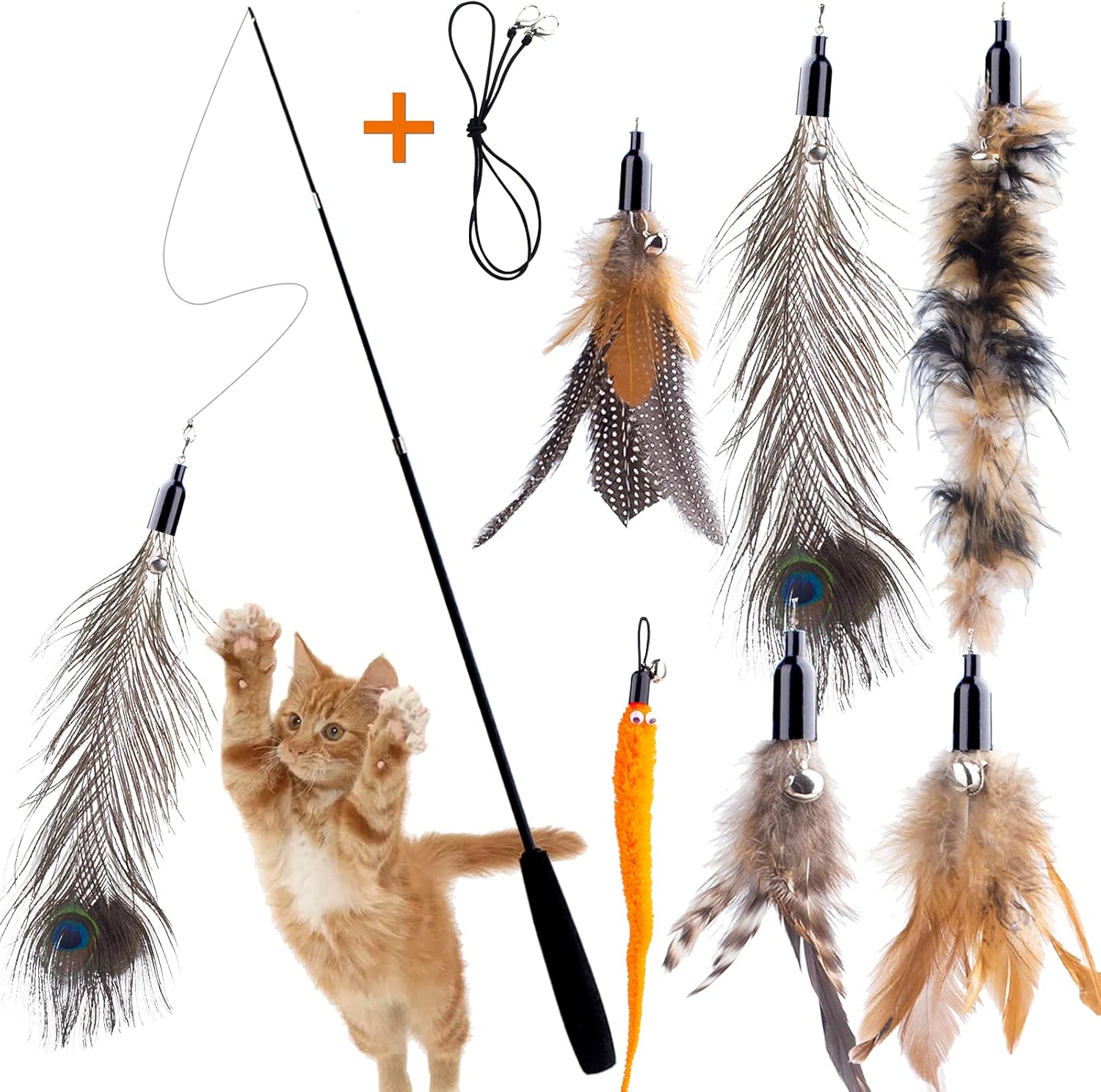 Interactive Retractable Cat Wand Toy Set for Endless Fun