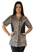 Leopard Print Waterproof Grooming Smock - Stay Dry and Hair Resistant