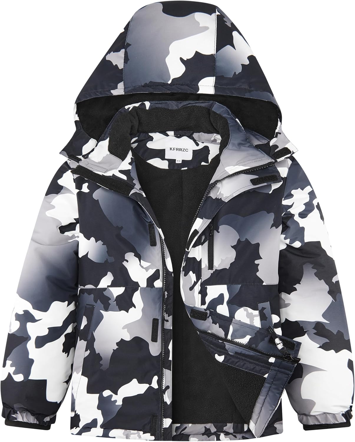Boys Winter Waterproof Ski Jacket with Detachable Hood for Kids