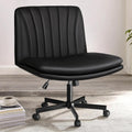 Criss Cross Office Chair with Wheels Black - Wide PU Seat