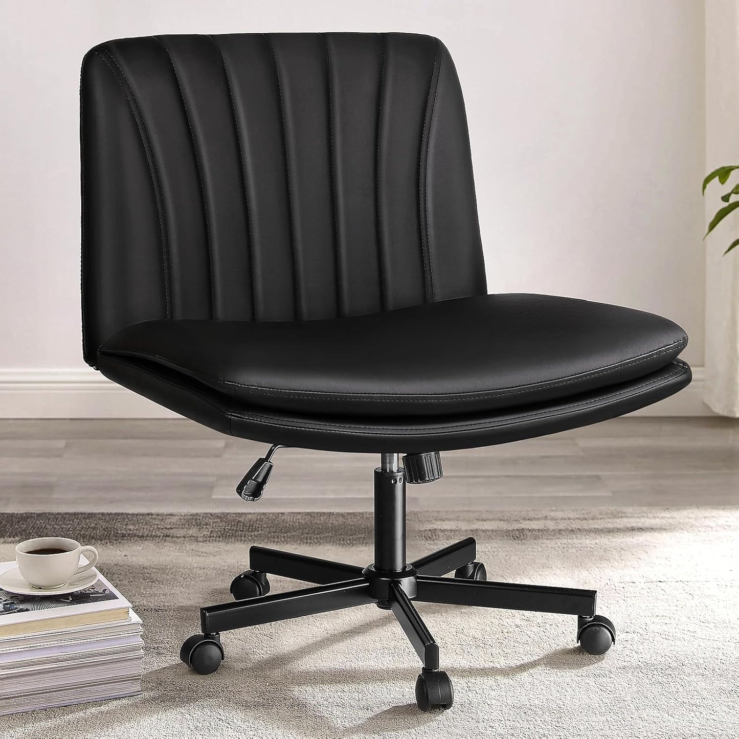 PUKAMI Criss Cross Chair with Wheels for Home Office Comfort