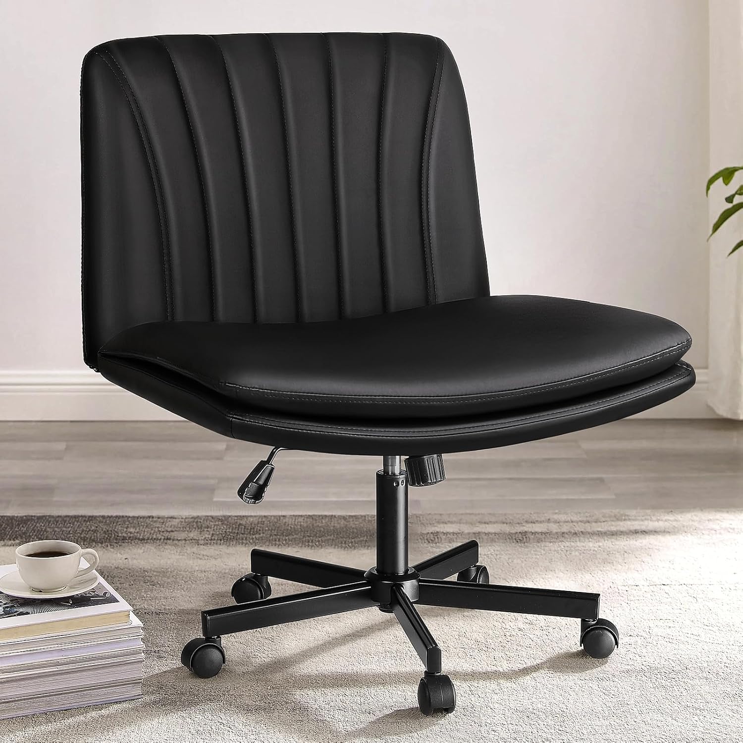 PUKAMI Criss Cross Chair with Wheels for Home Office Comfort
