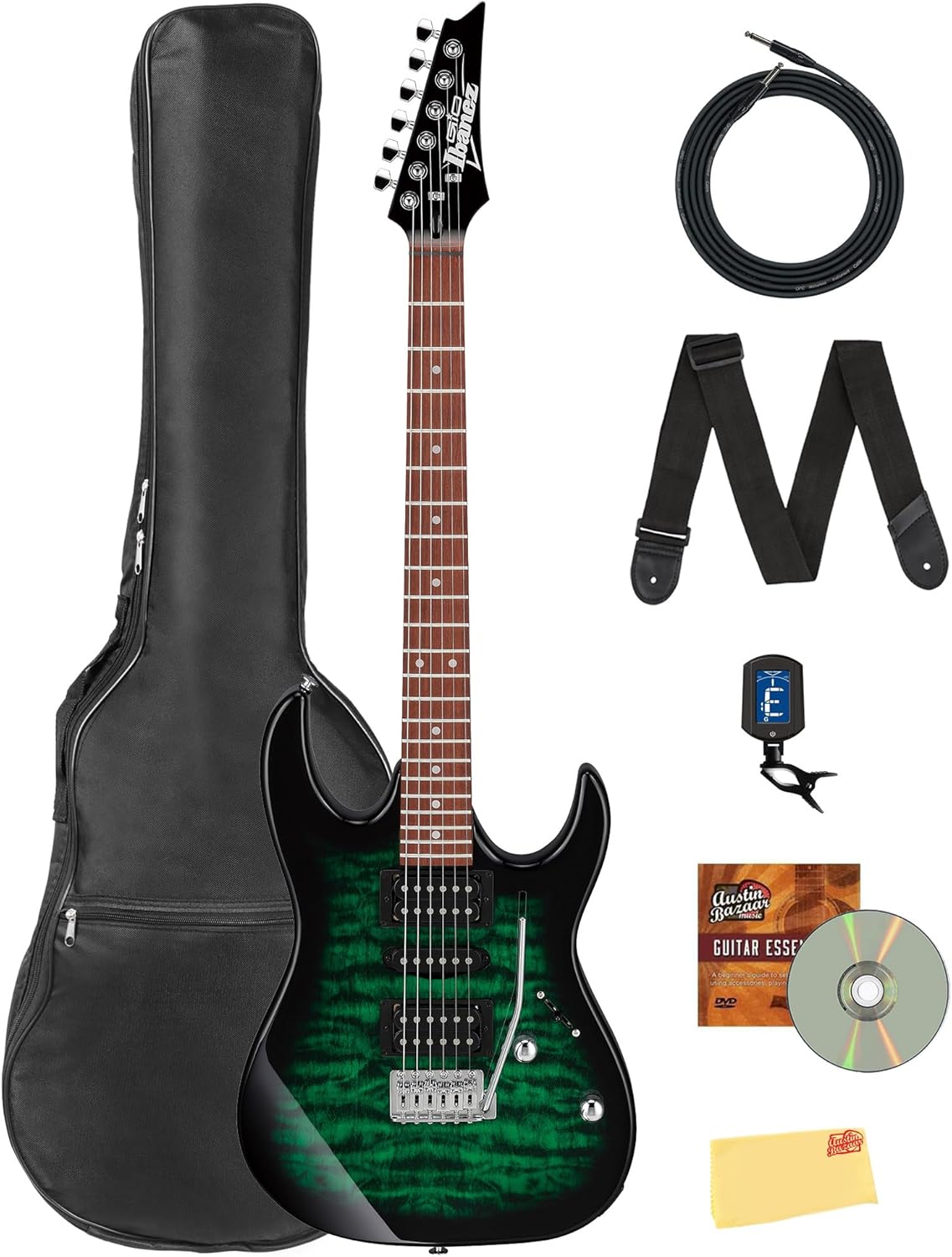 Ibanez GRX70QA RG Gio Electric Guitar Bundle with Accessories