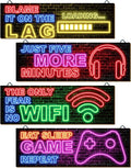 Neon Gamer Wall Art Set for Boys Room