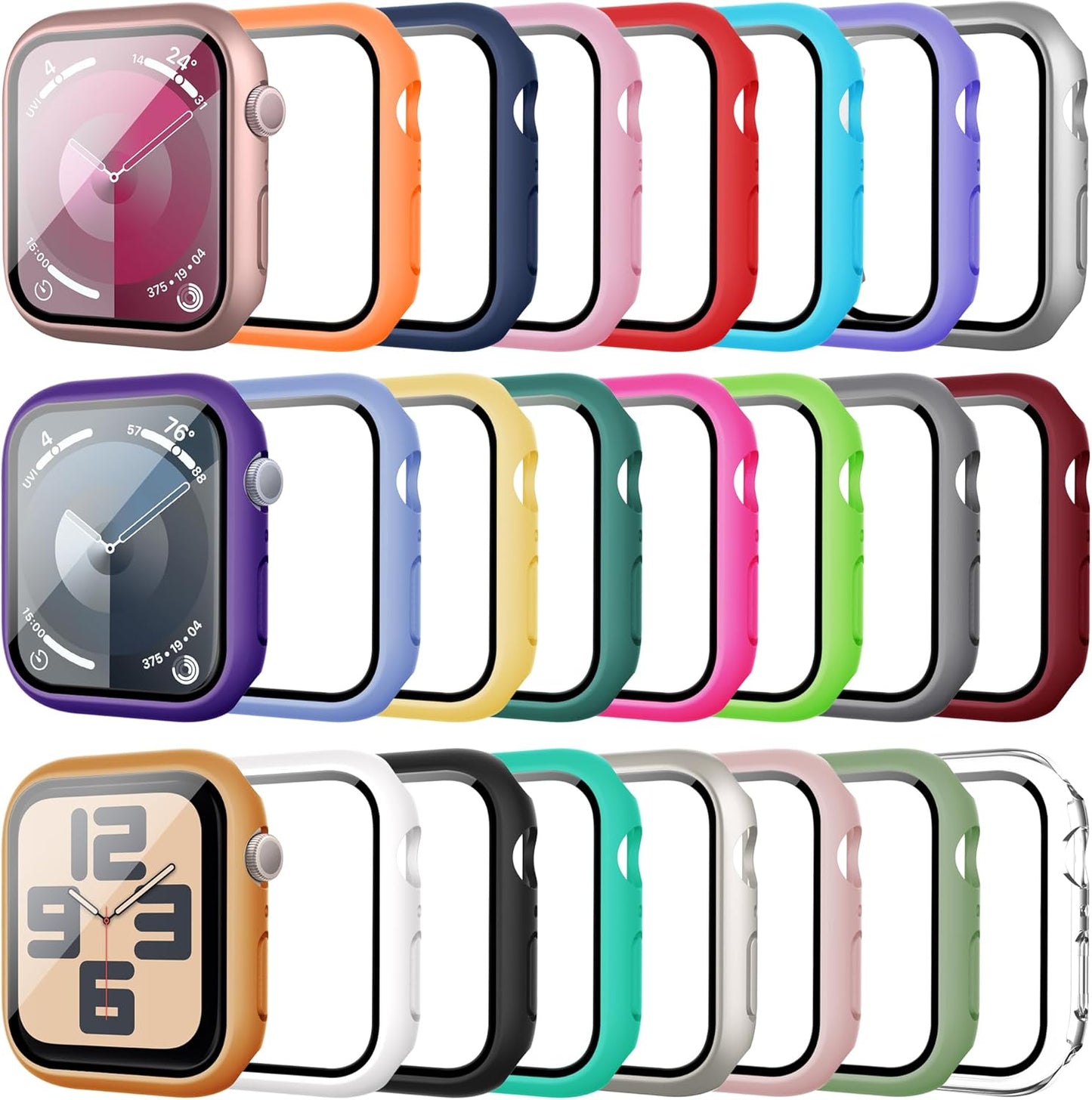 Ultimate Protection: 24 Pack Apple Watch Series 9/8/7 41mm Case with Tempered Glass