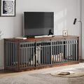 Double Dog Crate Furniture 86.6 in Dual Kennel TV Stand - Space Saving