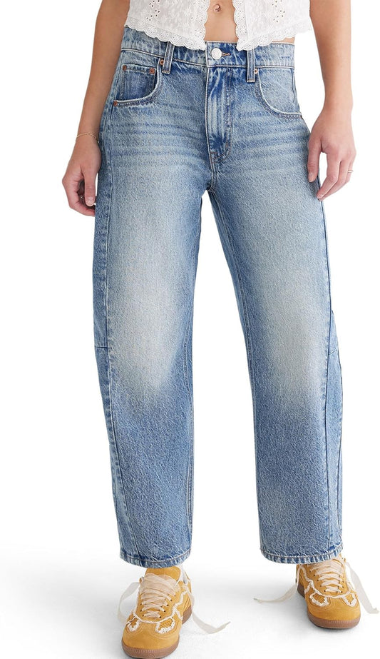 AEROPOSTALE Womens Mid-Rise Barrel Leg Jean for Stylish Comfort
