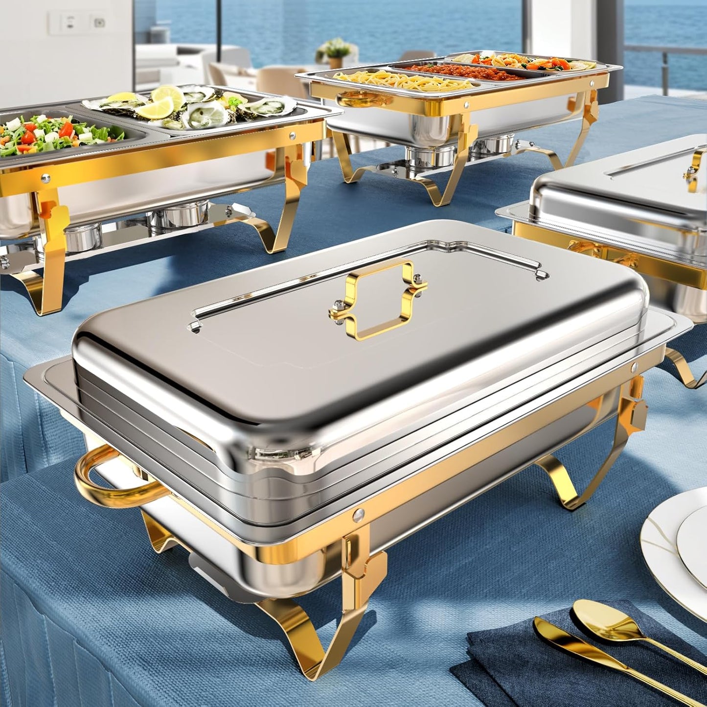 9Qt 4 Pack Chafing Dishes for Buffet Events and Parties