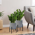 ARNIS Modern Plant Pots Set of 2 - Mid-Century Metal Planters
