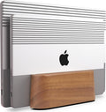 Adjustable Dual Vertical Laptop Stand for Desk - Space-Saving Wood