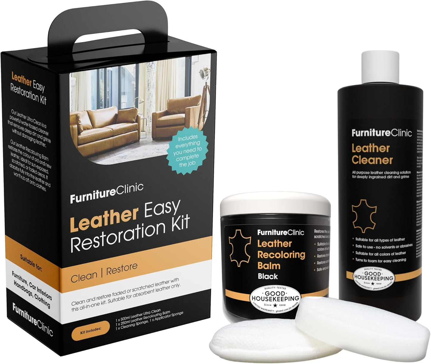 Leather Easy Restoration Kit for Scratched and Faded Furniture