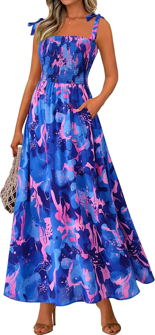 Floral Sleeveless Smocked Maxi Dress for Summer Style