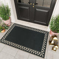 Easy Jute Outdoor Rug 3x5 Checkered Border Charcoal - Washable Entry