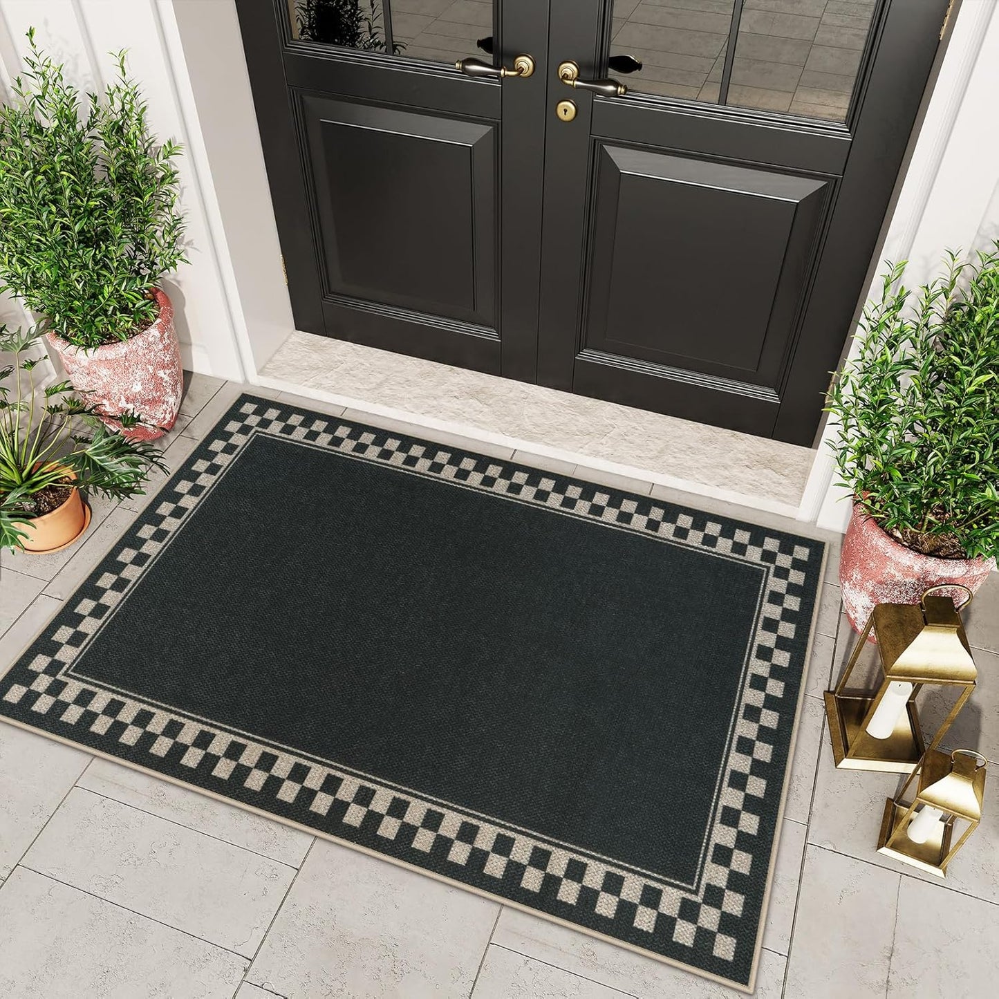 OJIA Easy Jute Outdoor Rug 3x5 Washable Non-Slip Mats