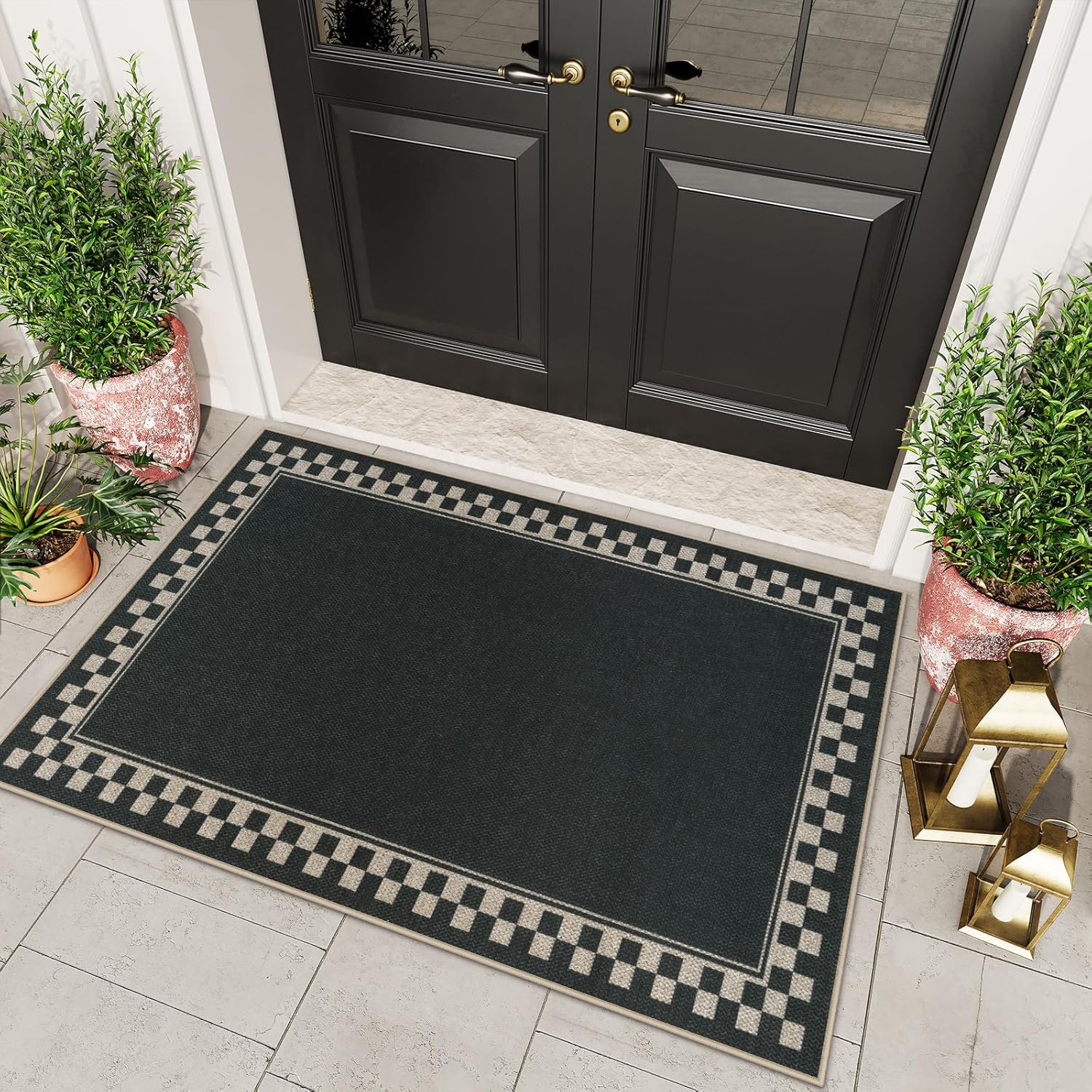 OJIA Easy Jute Outdoor Rug 3x5 Washable Non-Slip Mats