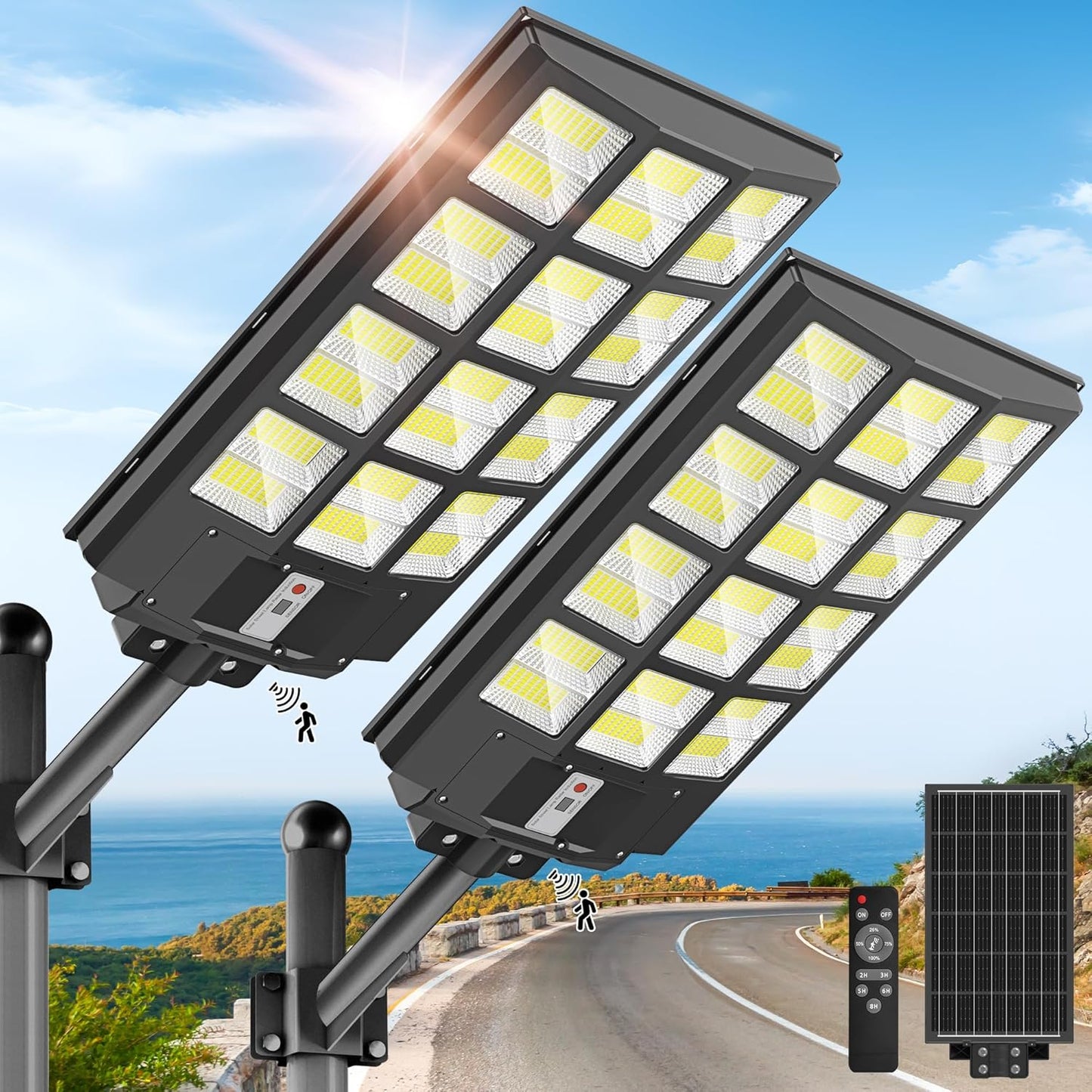 8000W Solar Street Lights Outdoor - Bright LED Motion Sensor