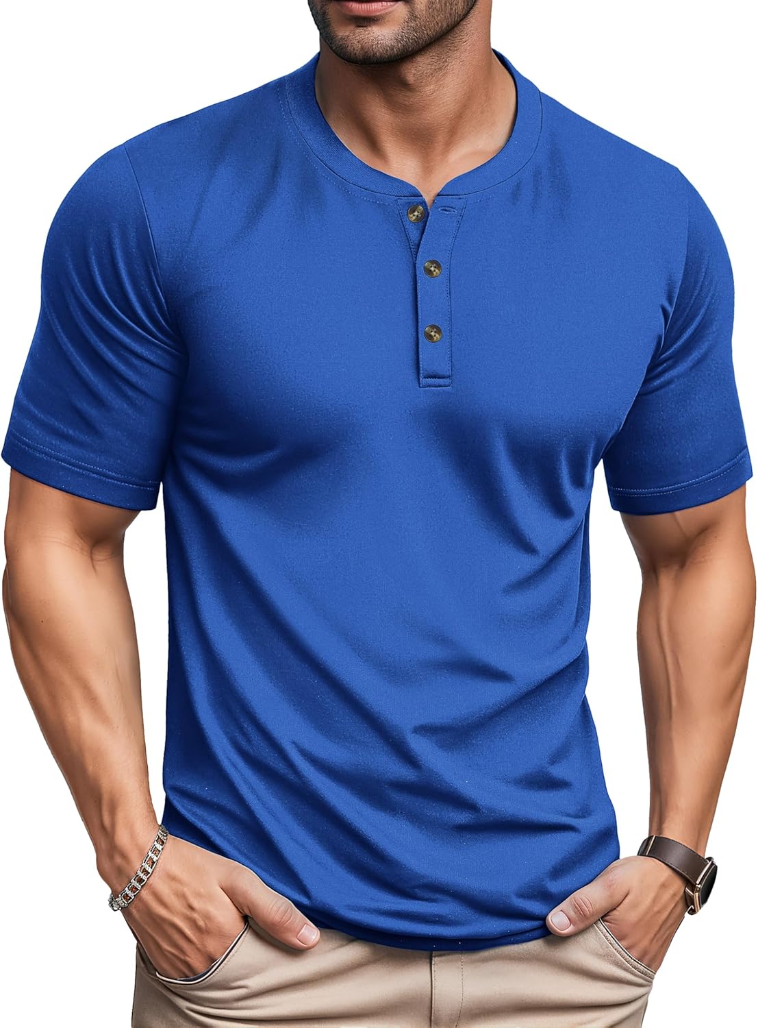 MAGCOMSEN Men's Henley Short Sleeve Shirt for Casual Summer Wear