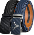 Men Ratchet Leather Belt 2Pack - Cut to Fit Dress & Casual