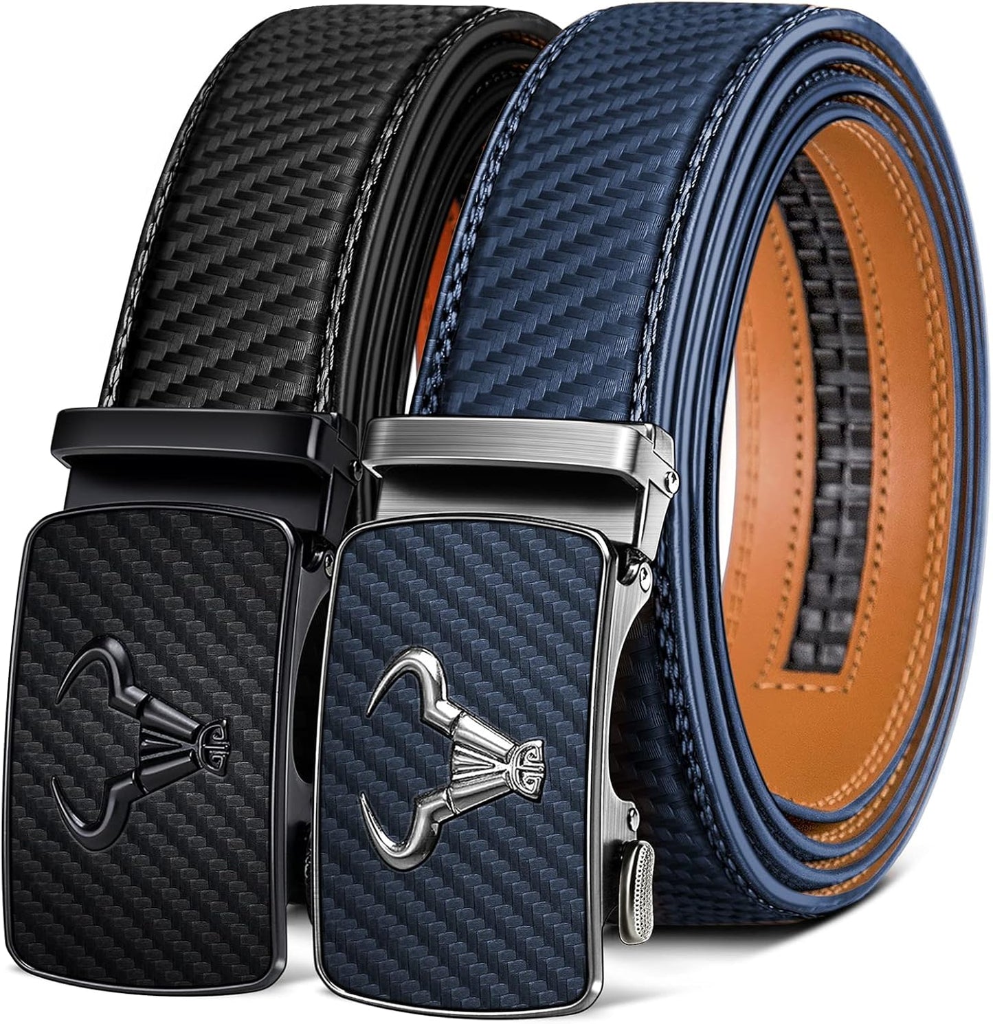 BULLIANT Men Leather Ratchet Belt 2Pack for Dress Casual Wear