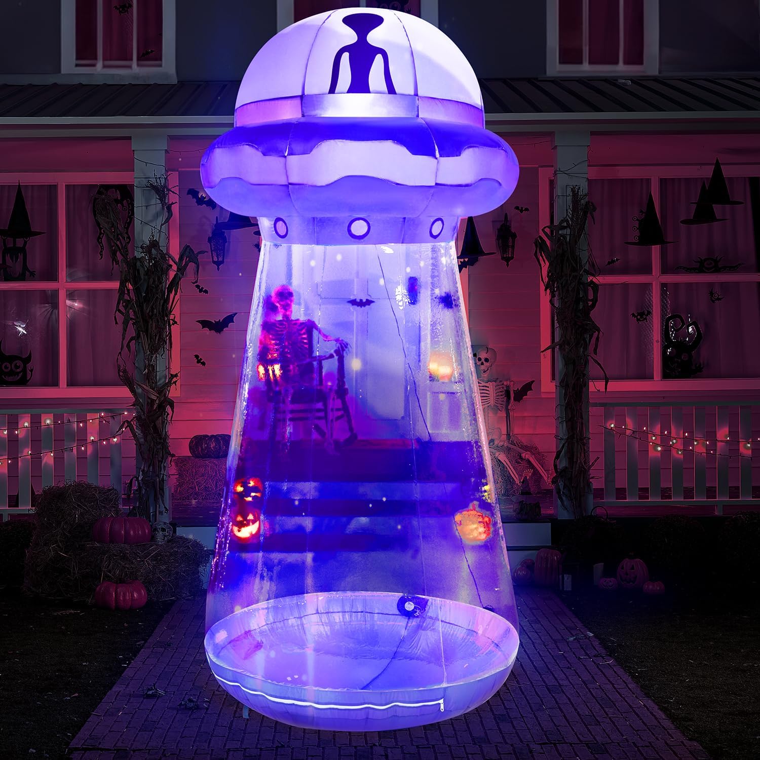 9 FT Tall Halloween Inflatable UFO Decoration for Spooky Fun