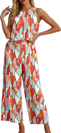 Women's Summer 2 Piece Outfits Set - Lightweight Sleeveless Crop