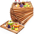 Acacia Wood Serving Tray 12 Pcs Rectangular 10in x 14in - Rustic