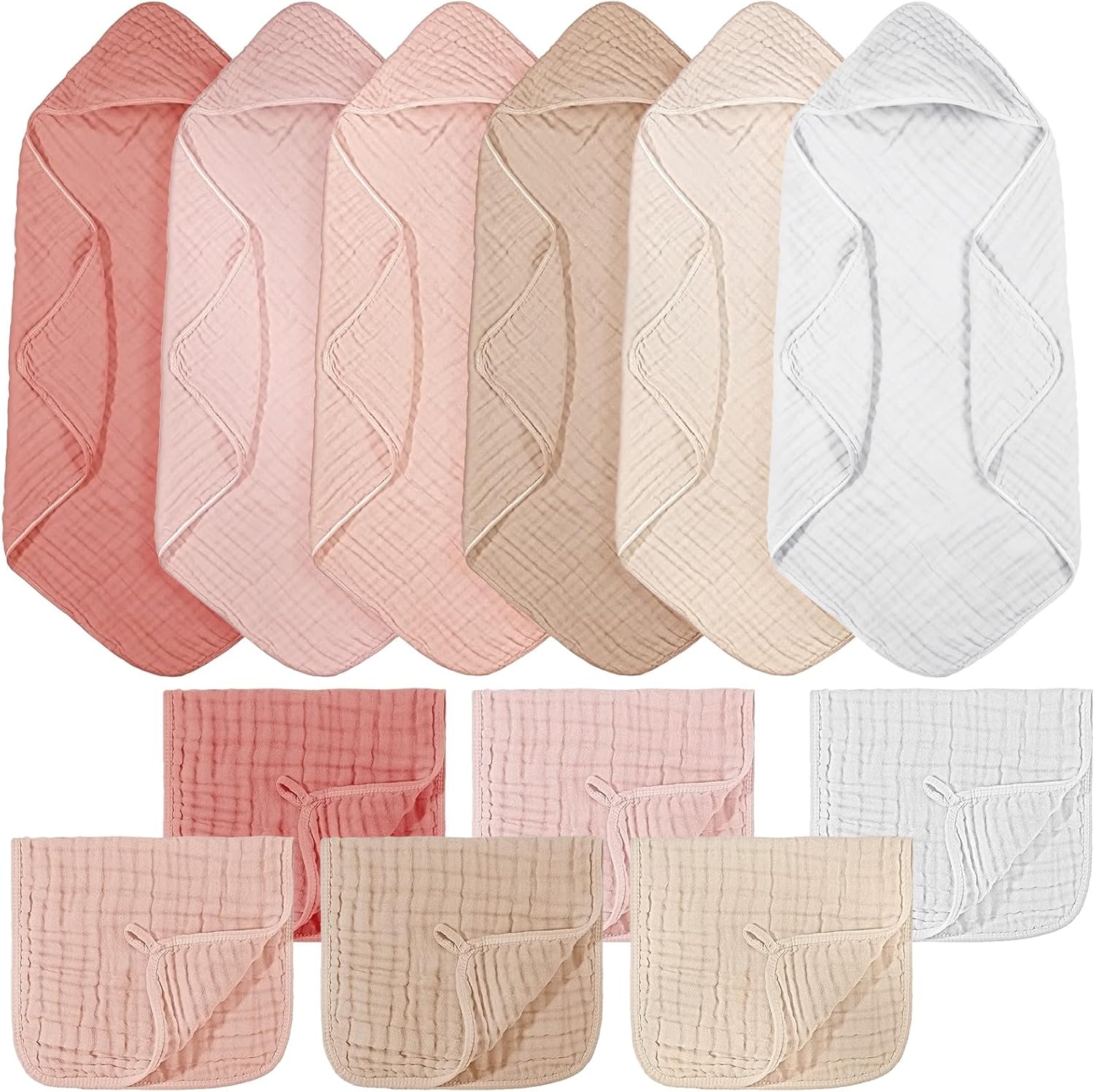 12 Pcs Baby Muslin Hooded Bath Towels for Newborns and Infants