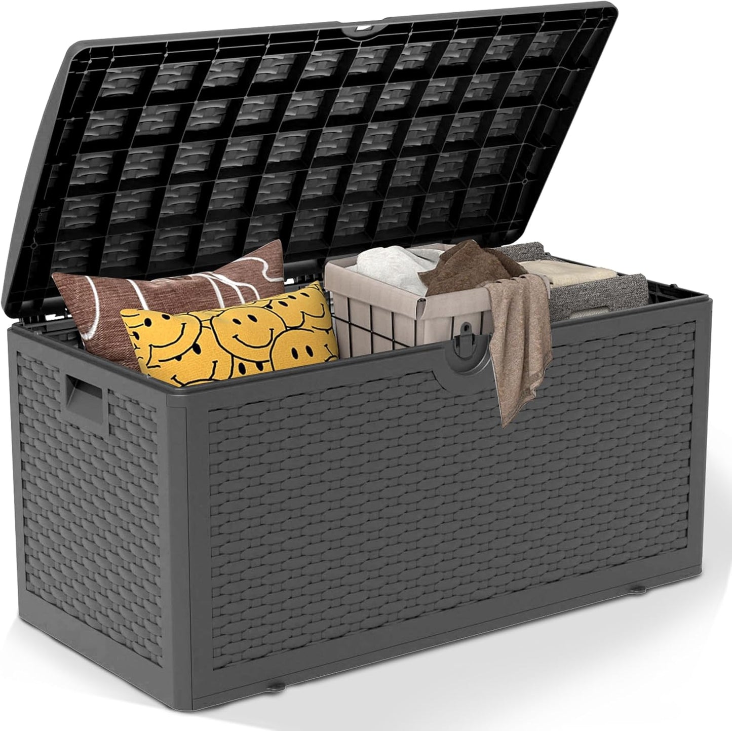 Upgrade 80 Gallon Waterproof Resin Deck Box for Outdoor Storage
