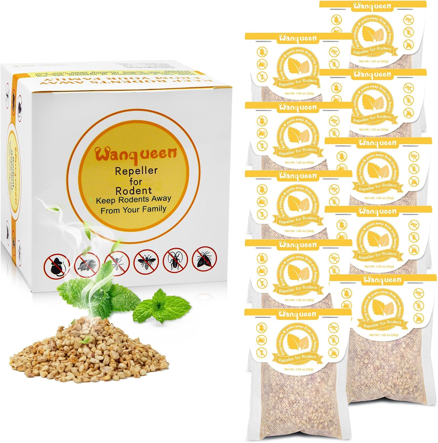 10-Pack Peppermint Mouse Repellent Pouches by Wanqueen