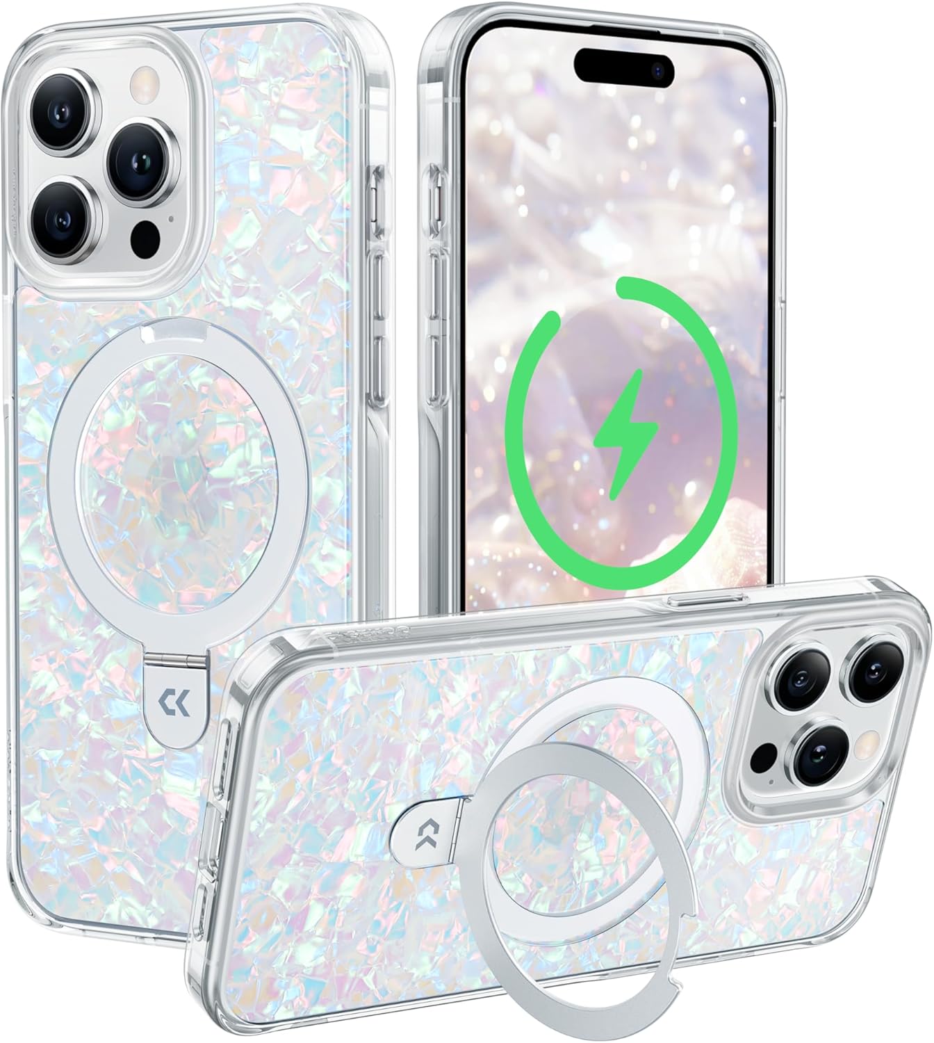 Unique CASEKOO Pearl Shell iPhone 14 Pro Case with Magnetic Stand