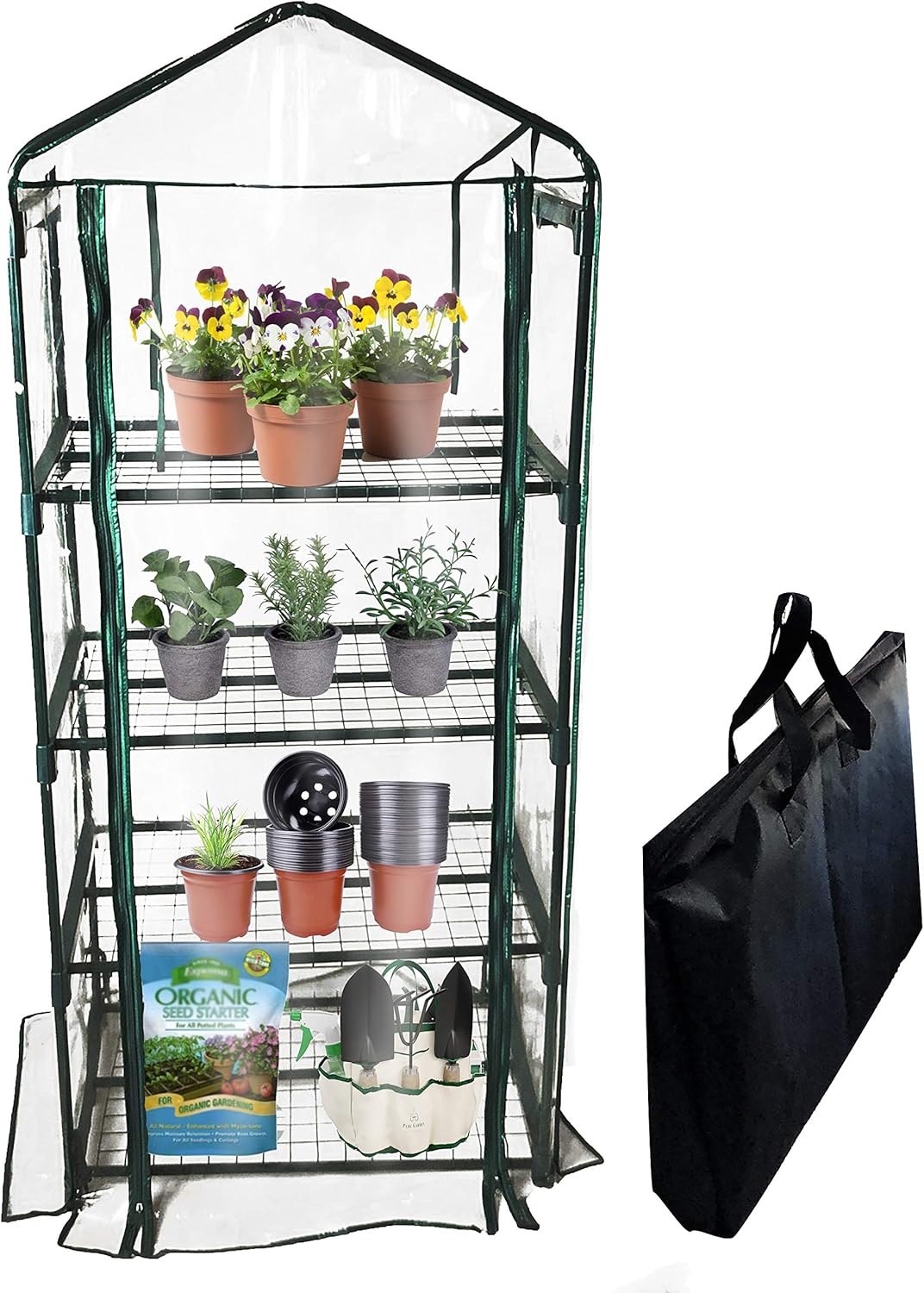 Portable Mini Greenhouse 4-Tier Rack - Grow Anywhere!