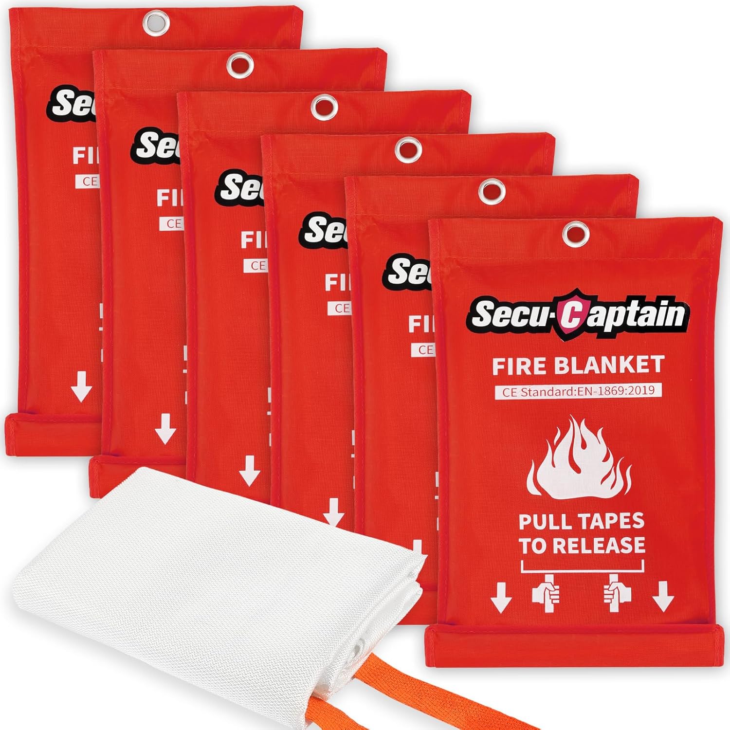 SecuCaptain Emergency Fire Blanket - 6 Pack for Safety